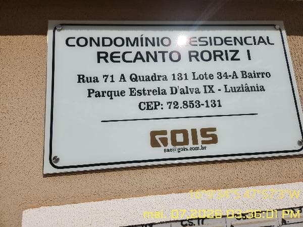 COND RES RECANTO RORIZ I