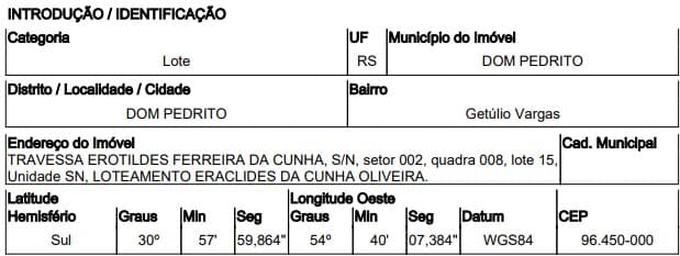 LOTEAMENTO ERACLIDES DA CUNHA OLIVEIRA