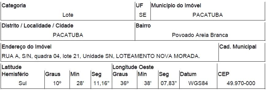 PACATUBA - POVOADO AREIA BRANCA